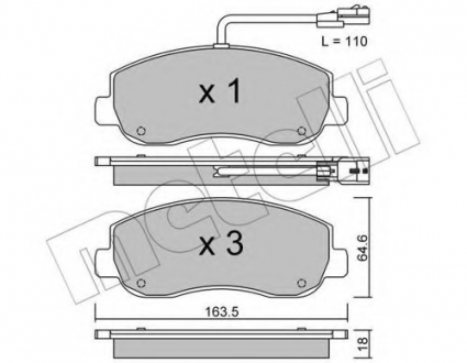 Комплект тормозных колодок, дисковый тормоз Metelli 22-0898-0 (фото 1)