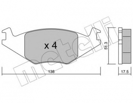 Комплект тормозных колодок, дисковый тормоз Metelli 22-0047-0 (фото 1)