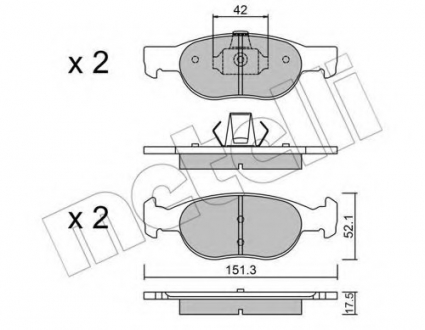 Комплект тормозных колодок, дисковый тормоз Metelli 22-0079-1 (фото 1)