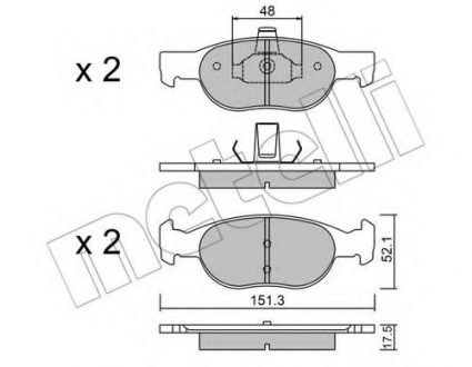 Комплект тормозных колодок, дисковый тормоз Metelli 22-0079-2 (фото 1)