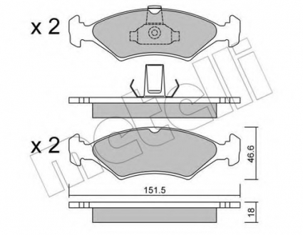 Комплект тормозных колодок, дисковый тормоз Metelli 22-0093-0 (фото 1)