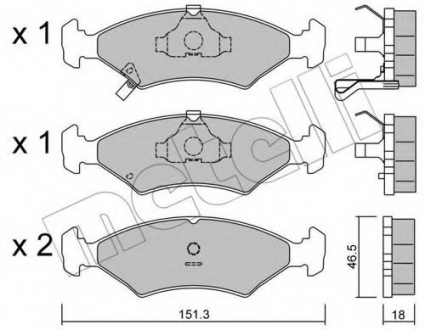 Комплект тормозных колодок, дисковый тормоз Metelli 22-0127-0 (фото 1)