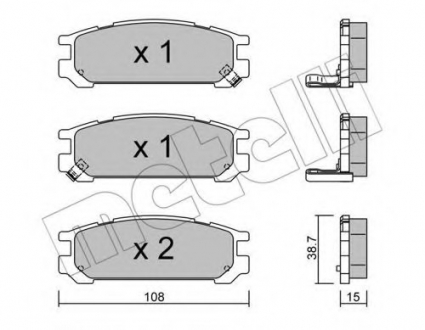 Комплект тормозных колодок, дисковый тормоз Metelli 22-0204-0 (фото 1)