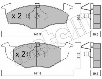 Комплект тормозных колодок, дисковый тормоз Metelli 22-0206-1 (фото 1)