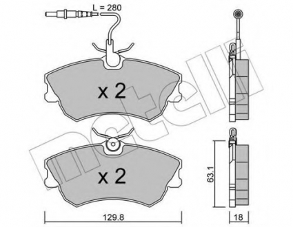 Комплект тормозных колодок, дисковый тормоз Metelli 22-0222-0 (фото 1)