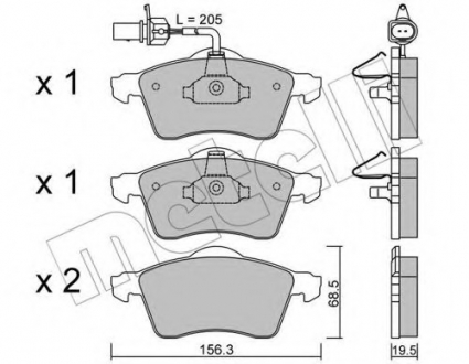 Комплект тормозных колодок, дисковый тормоз Metelli 22-0263-1 (фото 1)