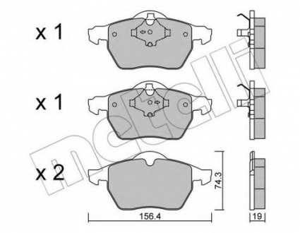 Комплект тормозных колодок, дисковый тормоз Metelli 22-0314-1 (фото 1)