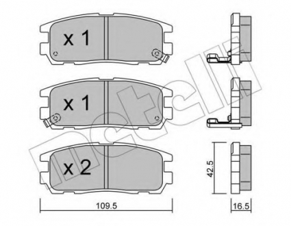 Комплект тормозных колодок, дисковый тормоз Metelli 22-0358-0 (фото 1)