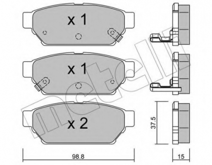 Комплект гальмівних колодок (дискових) Metelli 22-0396-0 (фото 1)