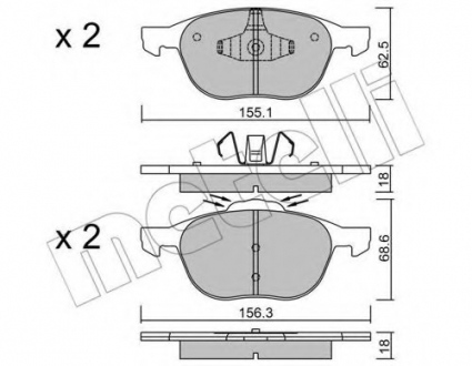 Комплект тормозных колодок, дисковый тормоз Metelli 22-0534-1 (фото 1)