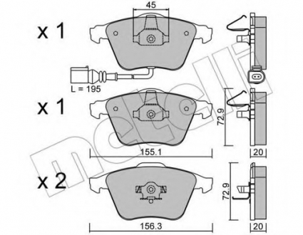Комплект тормозных колодок, дисковый тормоз Metelli 22-0549-2 (фото 1)