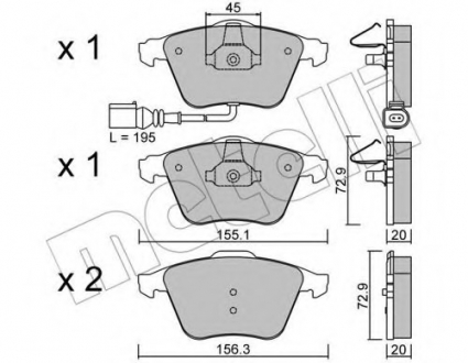Комплект тормозных колодок, дисковый тормоз Metelli 22-0549-4 (фото 1)