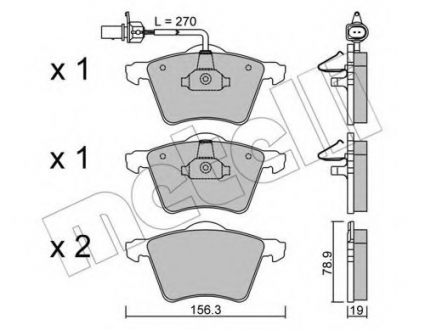 Комплект тормозных колодок, дисковый тормоз Metelli 22-0550-0 (фото 1)