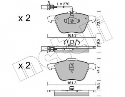 Комплект тормозных колодок, дисковый тормоз Metelli 22-0551-0 (фото 1)