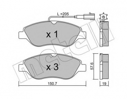 Комплект тормозных колодок, дисковый тормоз Metelli 22-0577-0 (фото 1)