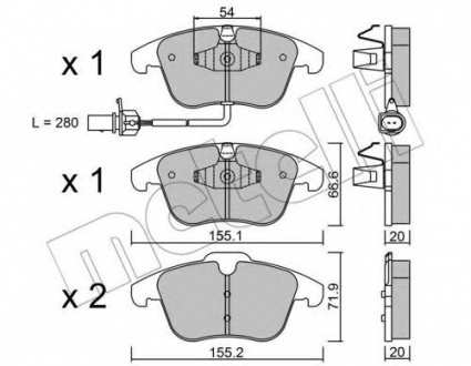 Комплект тормозных колодок, дисковый тормоз Metelli 22-0675-2 (фото 1)