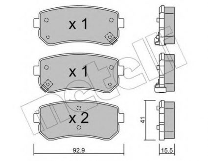 Комплект тормозных колодок, дисковый тормоз Metelli 22-0725-0 (фото 1)