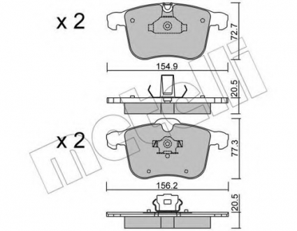 Комплект тормозных колодок, дисковый тормоз Metelli 22-0813-0 (фото 1)