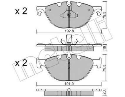 Комплект тормозных колодок, дисковый тормоз Metelli 22-0830-0 (фото 1)
