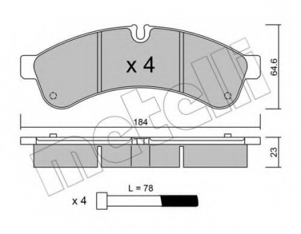 Комплект тормозных колодок, дисковый тормоз Metelli 22-0851-0 (фото 1)