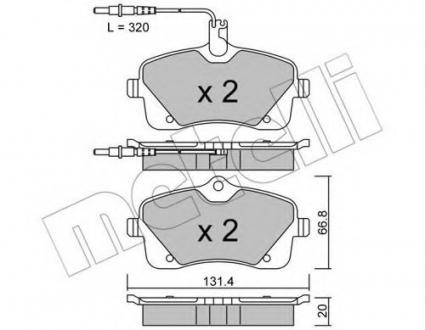 Комплект тормозных колодок, дисковый тормоз Metelli 22-0853-0 (фото 1)