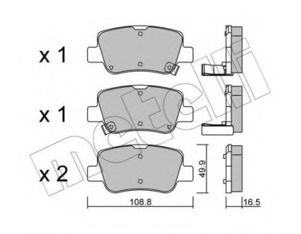 Комплект тормозных колодок, дисковый тормоз Metelli 22-0881-0 (фото 1)