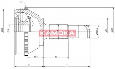 ШРУС, внеш. 35/45/70MM/54ABS CITROEN JUMPER94-02 KAMOKA 6508 (фото 1)