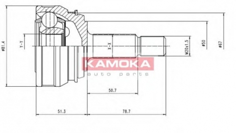 ШРУС, внеш. 22/30/53,2MM (малые) SEAT TOLEDO 92- KAMOKA 7096 (фото 1)