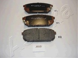 Комплект тормозных колодок, дисковый тормоз ASHIKA 51-0K-K03 (фото 1)