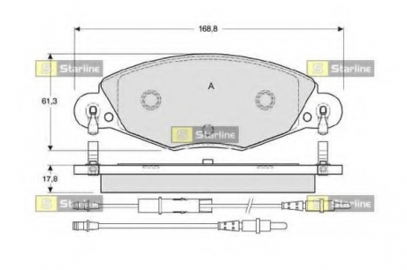 Комплект тормозных колодок, дисковый тормоз STARLINE BD S346 (фото 1)