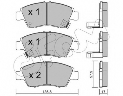 Комплект тормозных колодок, дисковый тормоз CIFAM 822-175-0 (фото 1)