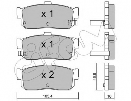 Комплект тормозных колодок, дисковый тормоз CIFAM 822-193-1 (фото 1)
