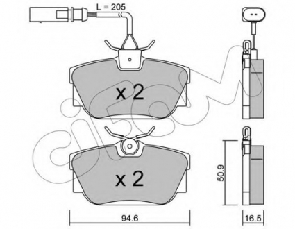 Комплект тормозных колодок, дисковый тормоз CIFAM 822-346-2 (фото 1)
