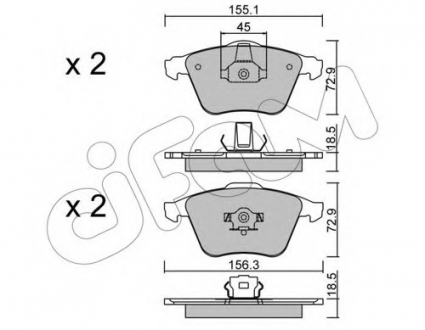 Комплект тормозных колодок, дисковый тормоз CIFAM 822-549-3 (фото 1)