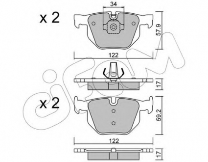 Комплект тормозных колодок, дисковый тормоз CIFAM 822-644-4 (фото 1)