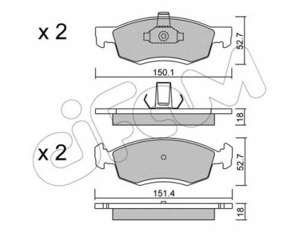 Комплект тормозных колодок, дисковый тормоз CIFAM 822-802-0 (фото 1)