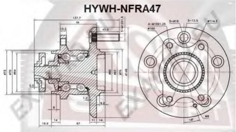 СТУПИЦА Задняя С КОЛЬЦОМ АБС (HYWH-NFRA47) ASVA HYWHNFRA47 (фото 1)