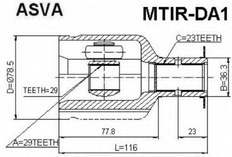ШРУС ВНУТРЕННИЙ ПРАВЫЙ 29x36.5x23 (MTIR-DA1) ASVA MTIRDA1 (фото 1)