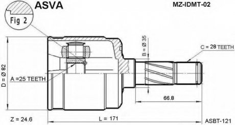 ШРУС ВНУТРЕННИЙ ЛЕВЫЙ 23x35x28 (MZ-IDMT-02) ASVA MZIDMT02 (фото 1)