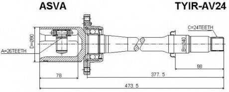 ШРУС ВНУТРЕННИЙ ПРАВЫЙ 26x40x24 (TYIR-AV24) ASVA TYIRAV24 (фото 1)