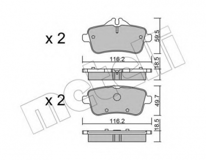 Комплект гальмівних колодок 22-0968-0 Metelli 2209680 (фото 1)