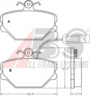 Комплект тормозных колодок, дисковый тормоз A.B.S. A.B.S. 36630 (фото 1)