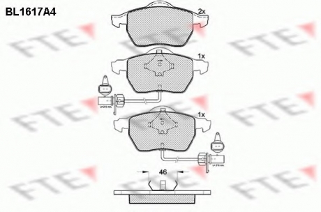Комплект тормозных колодок, дисковый тормоз FTE BL1617A4 (фото 1)