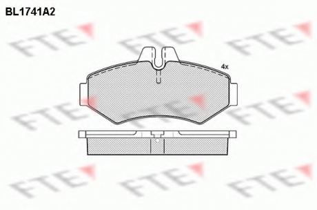 Комплект тормозных колодок, дисковый тормоз FTE BL1741A2 (фото 1)