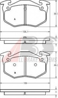 Гальмівні колодки зад. Peugeot 206 99-/Renault Megane I 96-03 A.B.S. 36580 (фото 1)