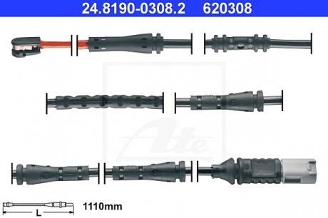 Сигнализатор, износ тормозных колодок ATE 24.8190-0308.2 (фото 1)