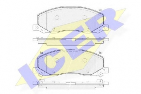 Комплект тормозных колодок, дисковый тормоз ICER 181927 (фото 1)