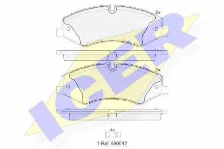Комплект тормозных колодок, дисковый тормоз ICER 181957 (фото 1)