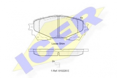 Комплект тормозных колодок, дисковый тормоз ICER 182126 (фото 1)
