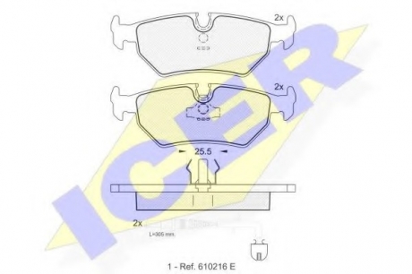 Комплект тормозных колодок, дисковый тормоз ICER 141087 (фото 1)